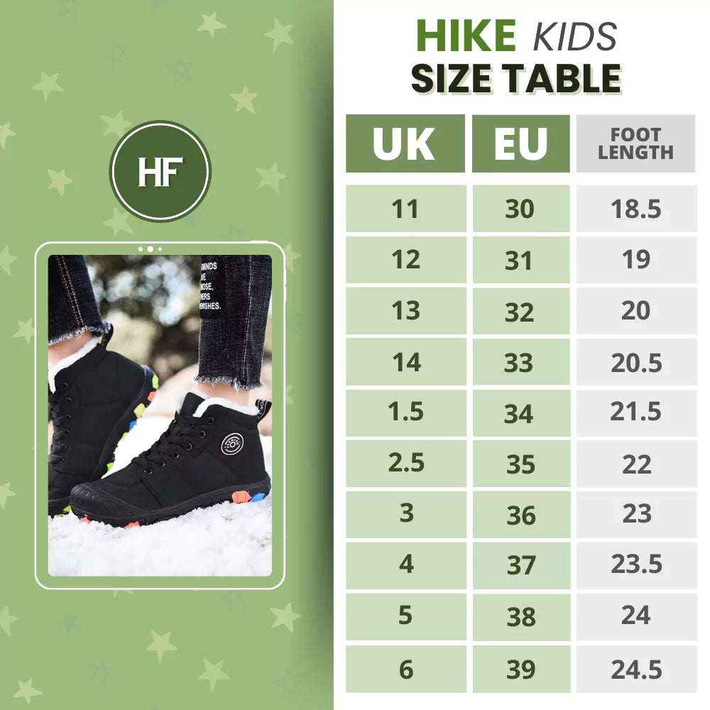 Hike Kids - Scarpe invernali impermeabili a piedi nudi per bambini